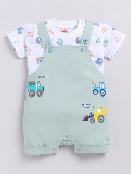 kids printed dungree twin set - 21623863 - Very Small Image - 1