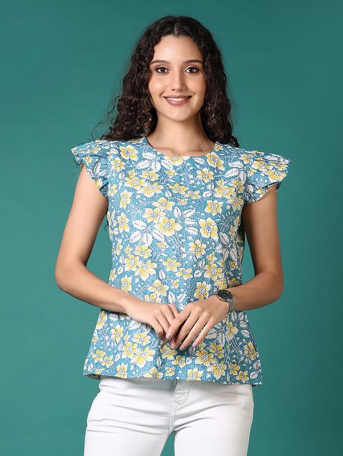 women floral printed round neck regular top - 21624445 - Very Small Image - 1