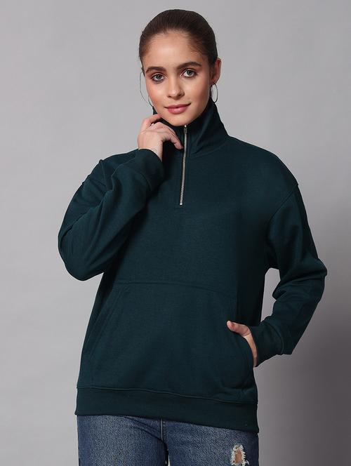 women plain high neck oversized long sleeve sweatshirt - 21624861 - Very Small Image - 1