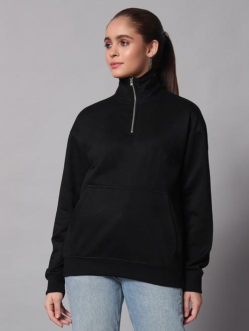 women plain high neck oversized long sleeve sweatshirt - 21624884 - Very Small Image - 1