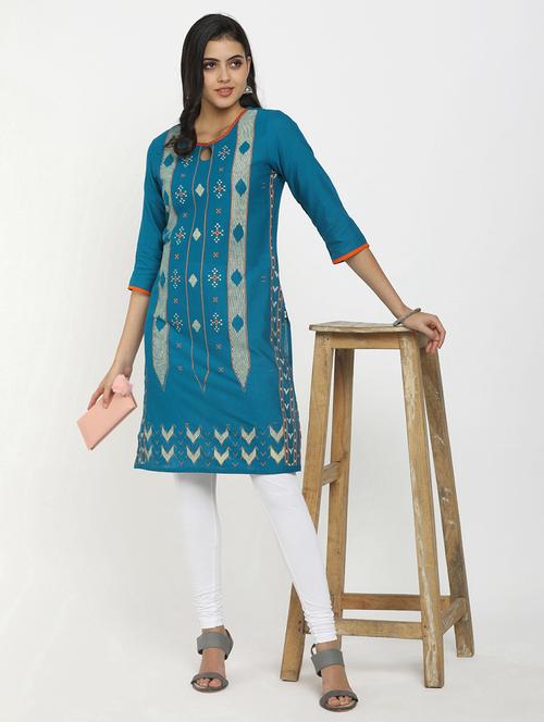 women printed three quarter sleeve straight kurta - 21627477 - Very Small Image - 1