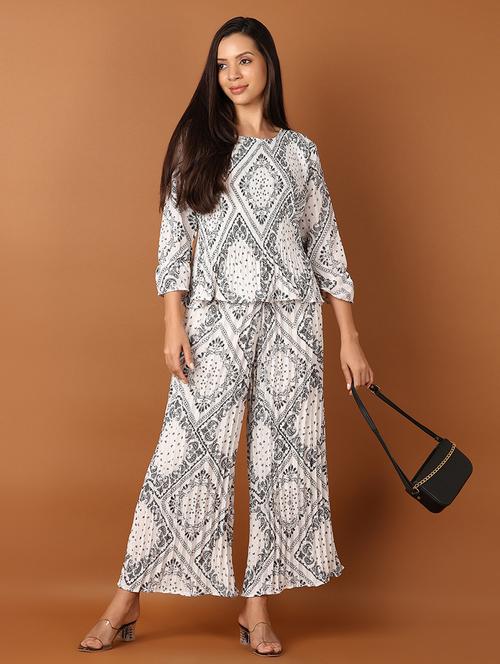 women white top and palazzo co-ords set - 21627498 - Very Small Image - 1