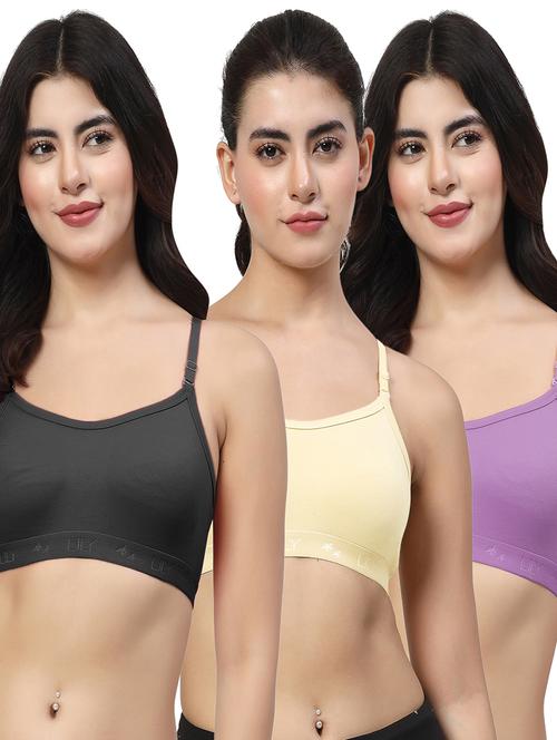 women pack of 3 plain sports bra combo - 21627874 - Very Small Image - 1