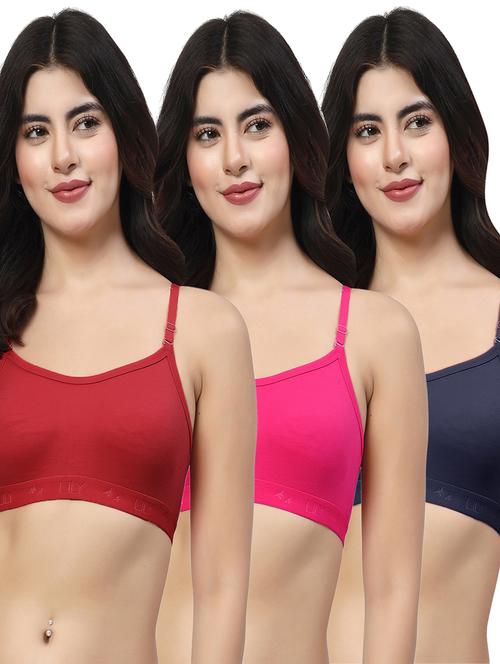 women pack of 3 plain sports bra combo - 21627961 - Very Small Image - 1
