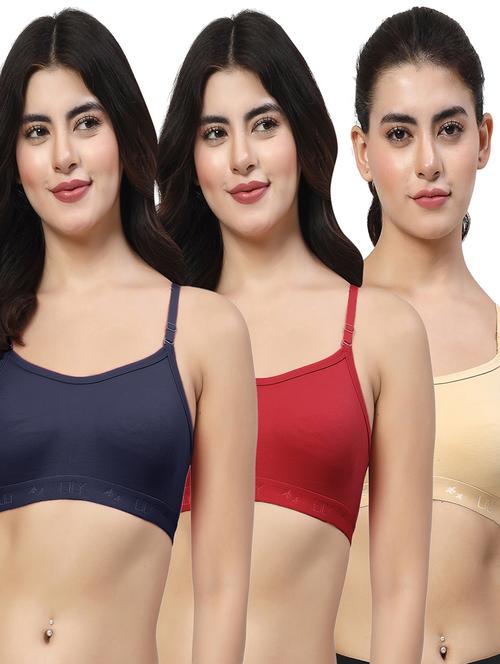 women pack of 3 plain sports bra combo - 21627975 - Very Small Image - 1
