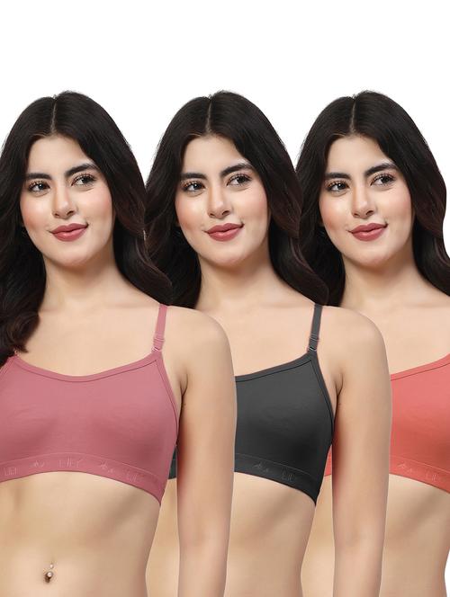women pack of 3 plain sports bra combo - 21627997 - Very Small Image - 1