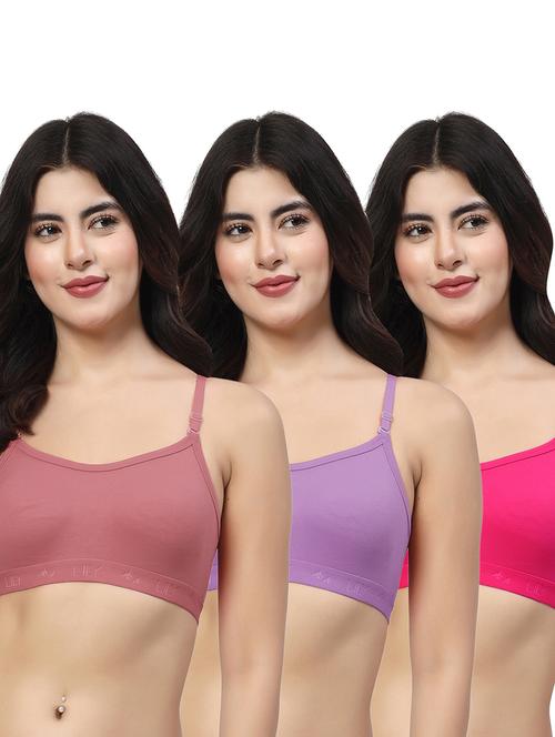 women pack of 3 plain sports bra combo - 21628001 - Very Small Image - 1