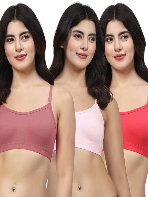 women pack of 3 plain sports bra combo - 21628007 - Very Small Image - 1