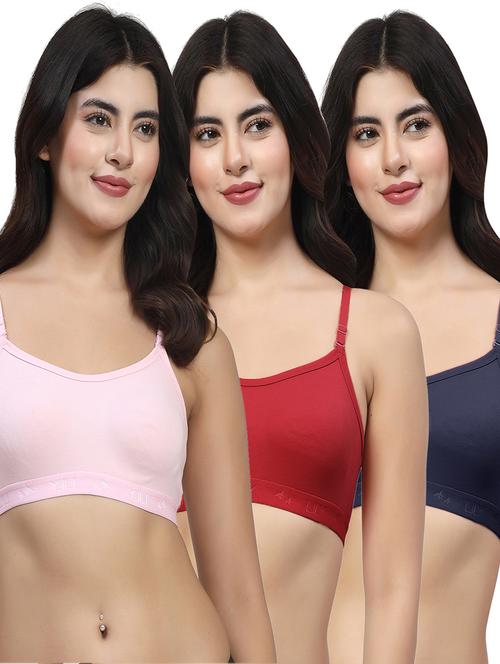 women pack of 3 plain sports bra combo - 21628031 - Very Small Image - 1