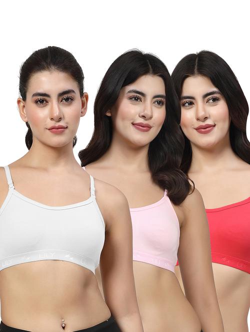 women pack of 3 plain sports bra combo - 21628064 - Very Small Image - 1