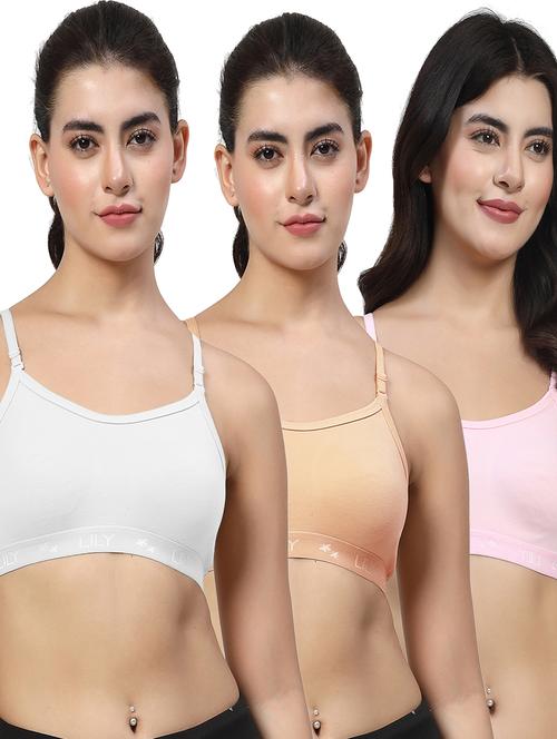 women pack of 3 plain sports bra combo - 21628077 - Very Small Image - 1