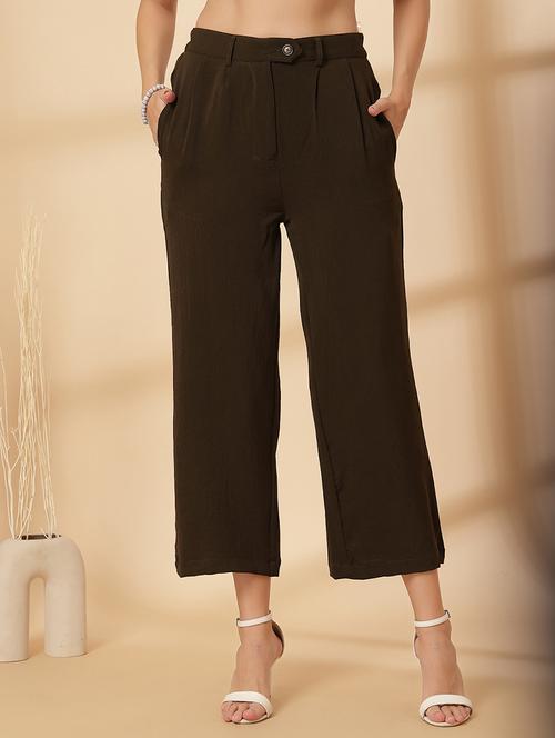 women solid high rise tailored pant - 21628389 - Very Small Image - 1