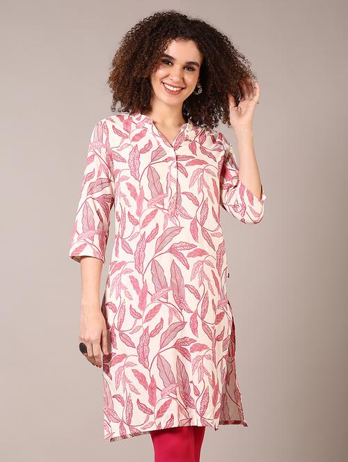 women printed mandarin neck straight kurta - 21628539 - Very Small Image - 1