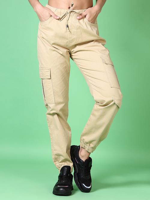 women solid mid rise cargo - 21628598 - Very Small Image - 1