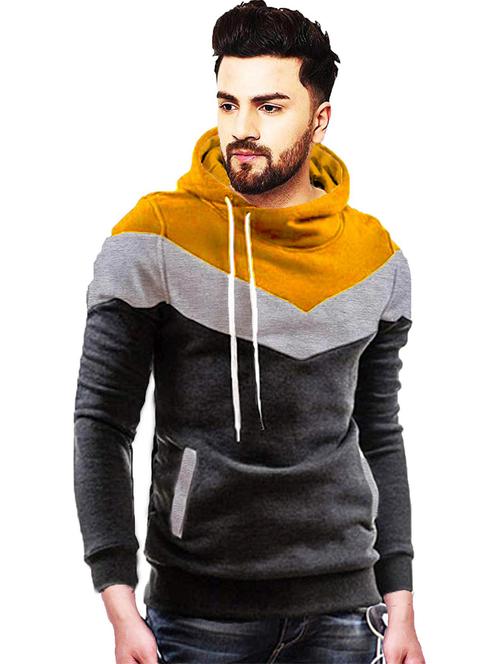 men color block hood neck long sleeve sweatshirt - 21629448 - Very Small Image - 1