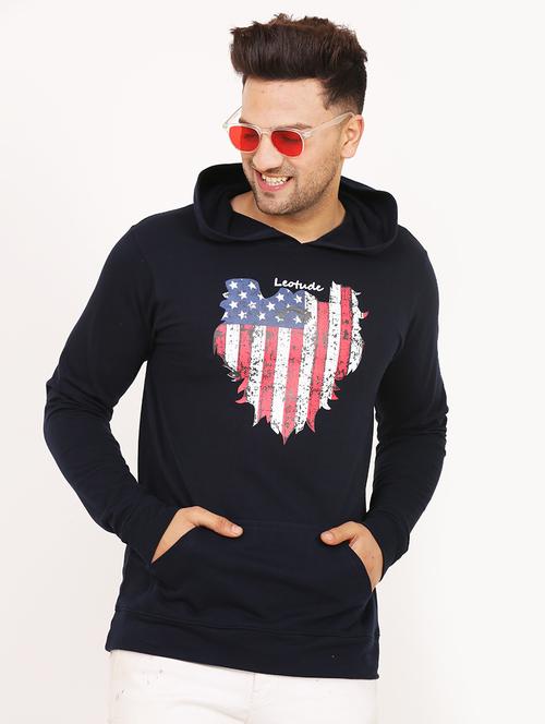 men hood neck printed long sleeve sweatshirt - 21629480 - Very Small Image - 1