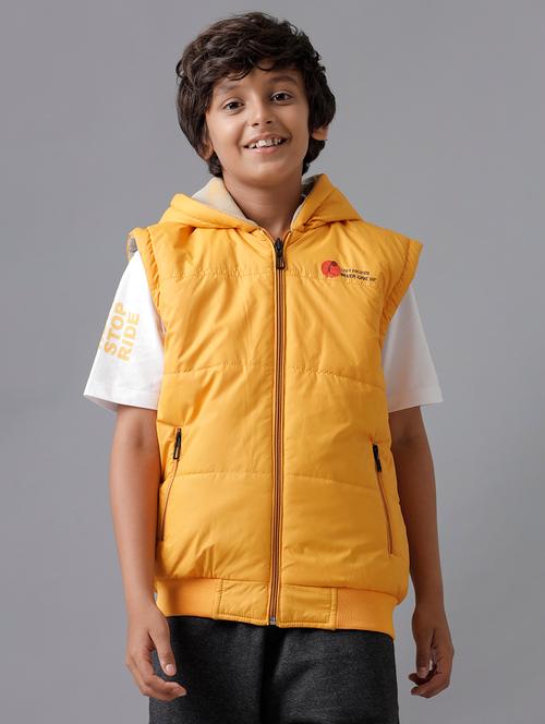 boys solid hooded sleeveless jacket - 21629921 - Very Small Image - 1