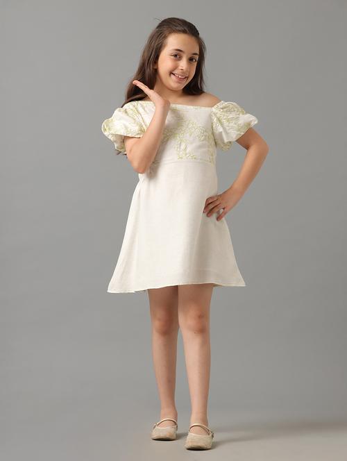 girls white cotton a-line dress - 21629947 - Very Small Image - 1