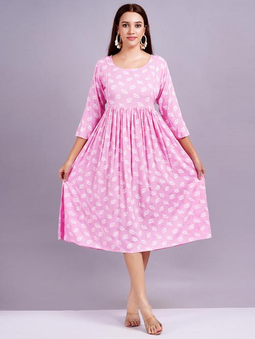 women printed three quarter sleeve maternity wear - 21629989 - Very Small Image - 1