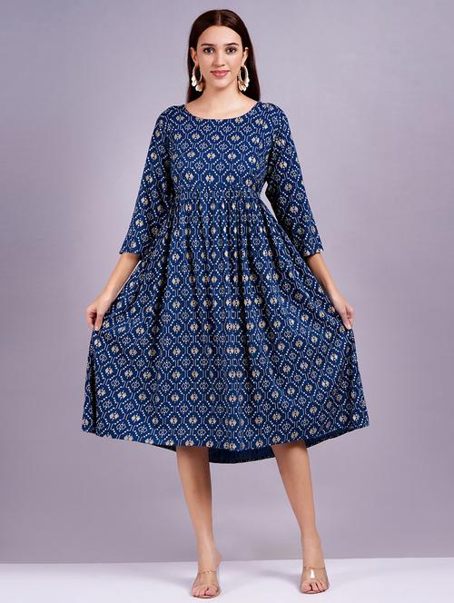 women printed three quarter sleeve maternity wear - 21629992 - Very Small Image - 1