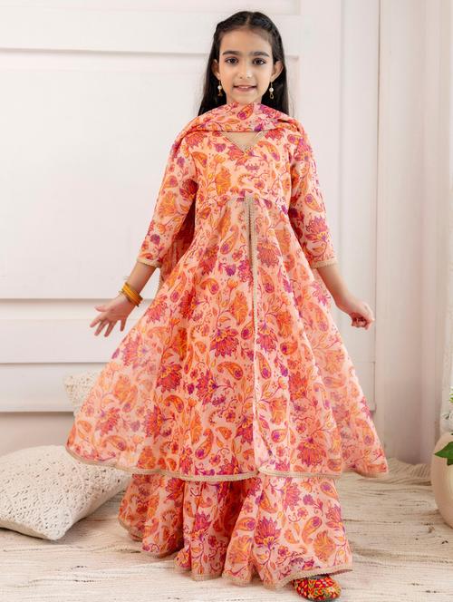 girls floral print suit set with dupatta - 21630009 - Very Small Image - 1