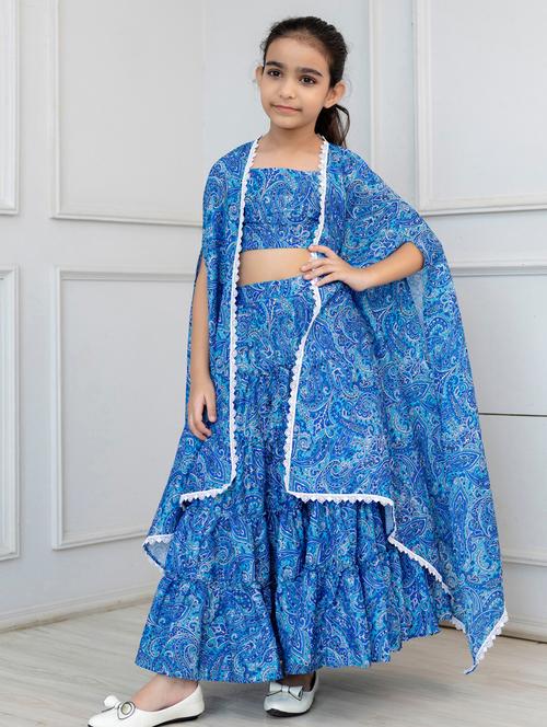 girls printed lehenga choli set - 21630014 - Very Small Image - 1