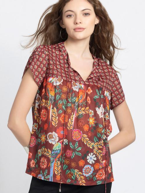 women printed short sleeve top - 21630492 - Very Small Image - 1