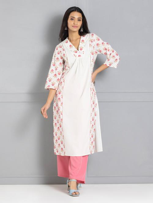 women printed three quarter sleeve straight kurta - 21630552 - Very Small Image - 1