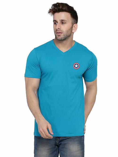men slim fit placement printed v neck short sleeve t-shirt - 21631954 - Very Small Image - 1