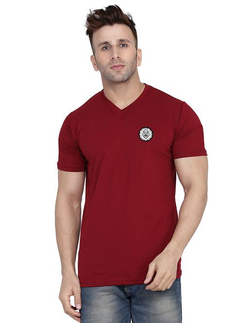 men slim fit placement printed v neck short sleeve t-shirt - 21631960 - Very Small Image - 1