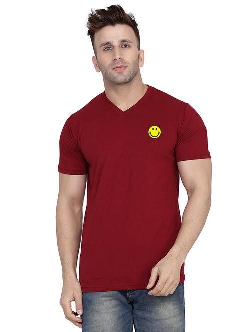 men slim fit placement printed v neck short sleeve t-shirt - 21631970 - Very Small Image - 1