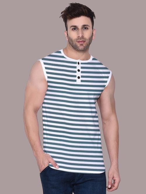 men slim fit striped sleeveless t-shirt - 21631977 - Very Small Image - 1