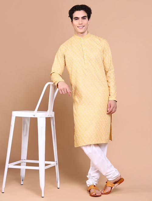 men mandarin neck kurta with trousers ethnic wear set - 21632604 - Very Small Image - 1