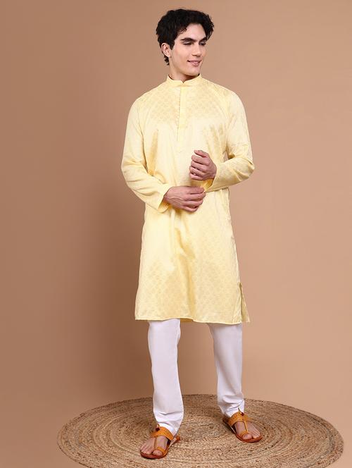 men mandarin neck kurta with trousers ethnic wear set - 21632616 - Very Small Image - 1