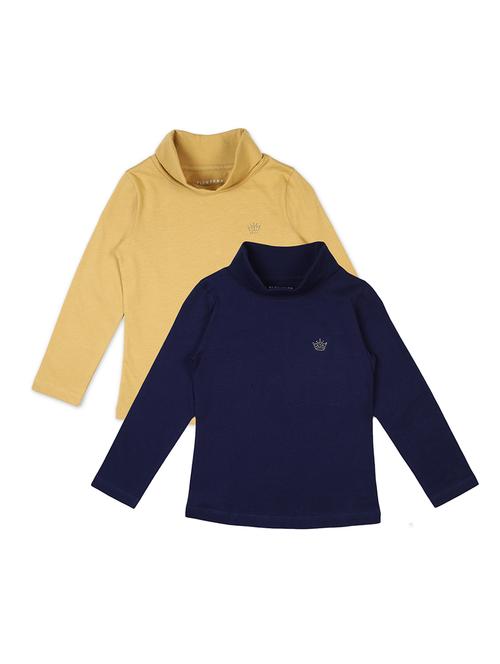 kids solid high neck long sleeve tee combo - 21634091 - Very Small Image - 1
