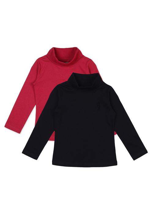 kids solid high neck long sleeve tee combo - 21634092 - Very Small Image - 1