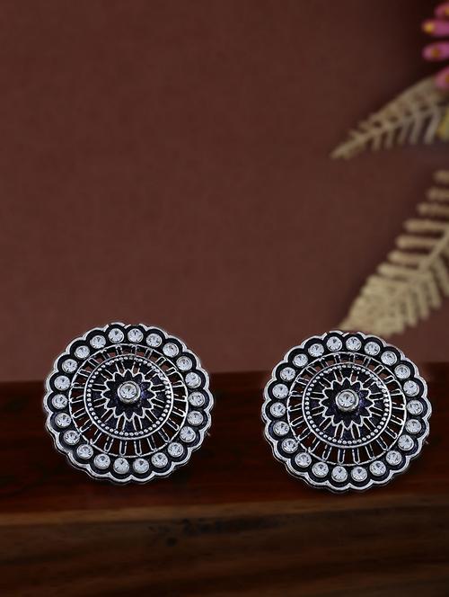silver oxidise stud earrings - 21635016 - Very Small Image - 1