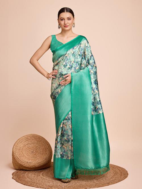women floral bordered saree with blouse - 21635162 - Very Small Image - 1