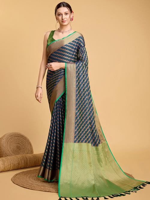women self design banarasi saree with blouse - 21635188 - Very Small Image - 1