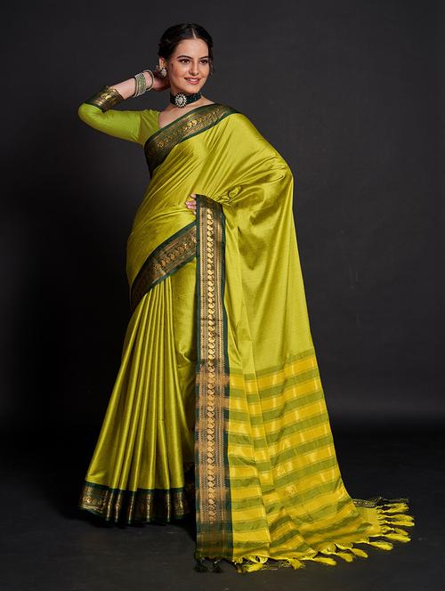 women solid with bordered saree with blouse - 21635228 - Very Small Image - 1