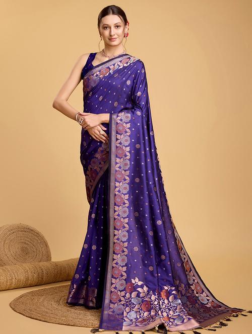women self design banarasi saree with blouse - 21635244 - Very Small Image - 1