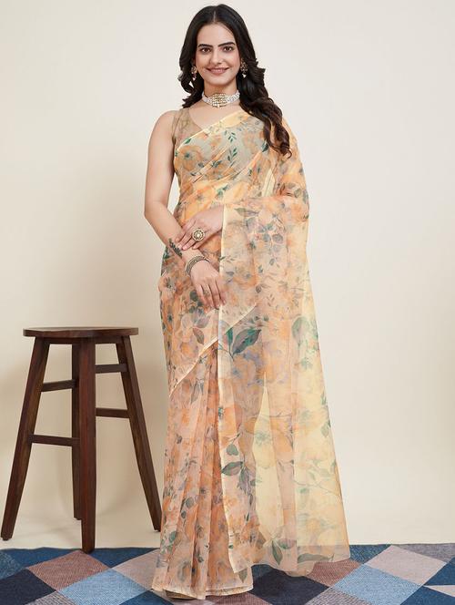 women floral printed saree with blouse - 21635255 - Very Small Image - 1