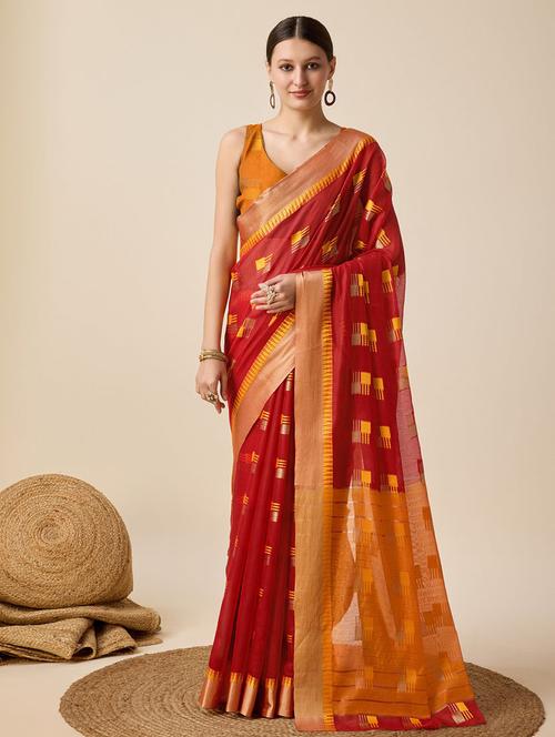 women self design bordered saree with blouse - 21635328 - Very Small Image - 1