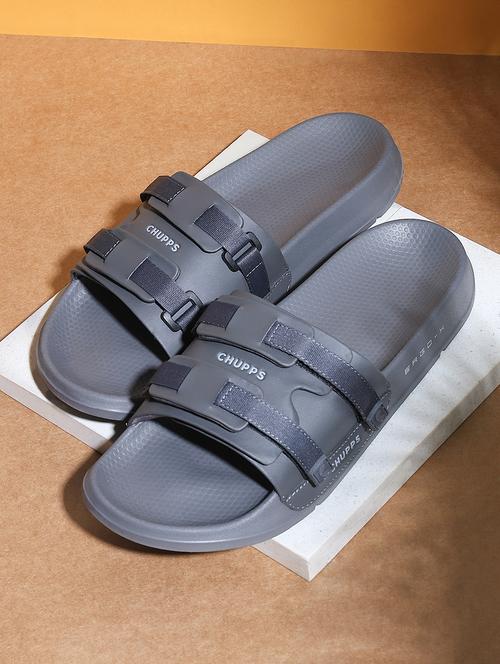 men grey solid slides - 21635425 - Very Small Image - 1