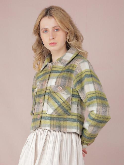 women long sleeves checkered regular jacket - 21635734 - Very Small Image - 1