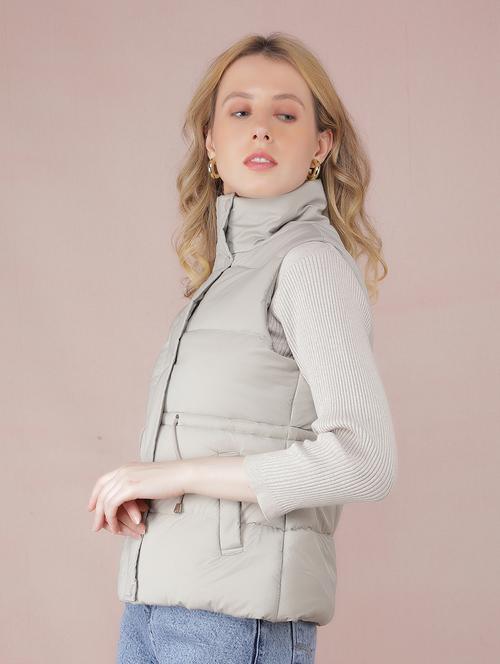 women grey solid sleeveless jacket - 21635738 - Very Small Image - 1