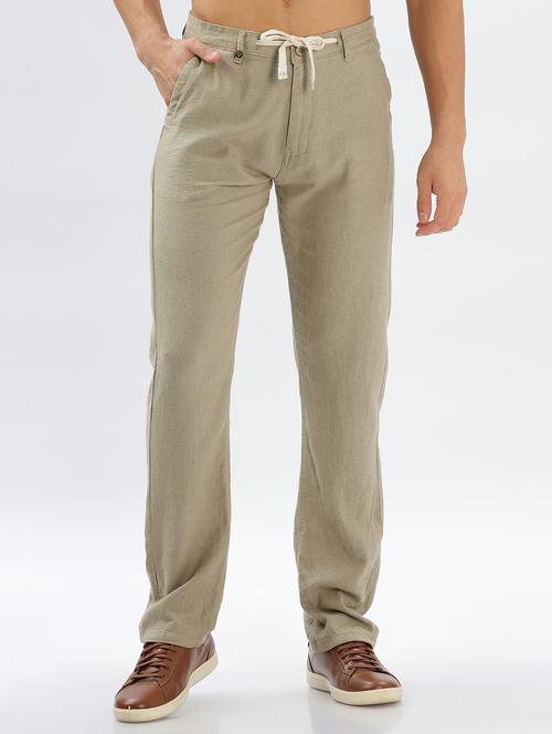 men solid mid rise full length regular fit casual trouser - 21635801 - Very Small Image - 1
