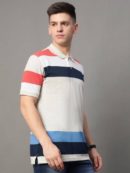 men short sleeves color block polo t-shirt - 21638235 - Very Small Image - 1