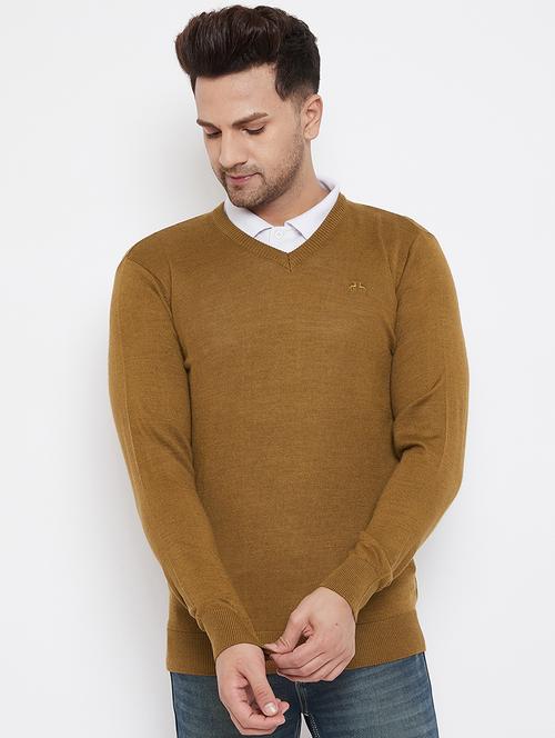 men slim fit solid long sleeve woolen pullover - 21638669 - Very Small Image - 1