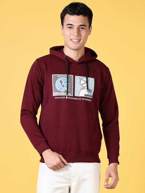 men chest print long sleeve hooded sweatshirt - 21639797 - Very Small Image - 1